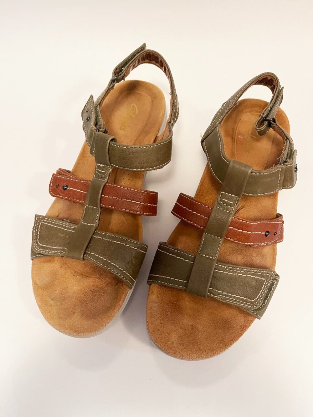 Clarks Women’s Size 8 Olive Brown Leather Comfort Sport Gorpcore Sandals